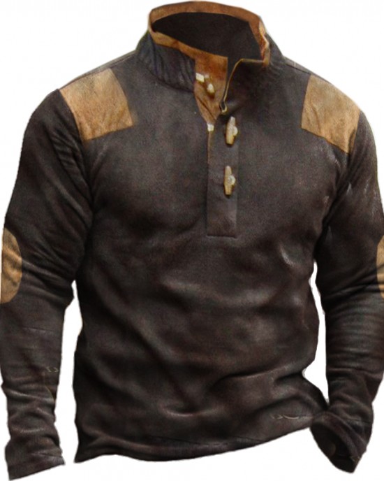 Casual long sleeve stand collar men's T-shirt HF1302-02-02