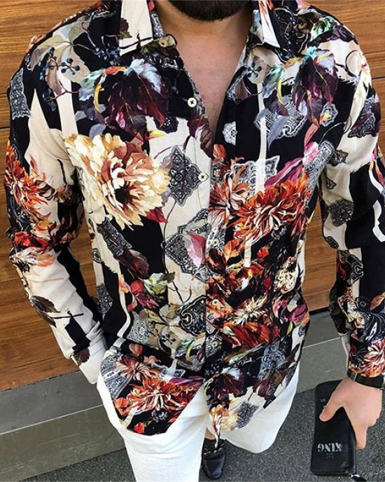 rightly colored printed long-sleeved shirt HF2218-04-04